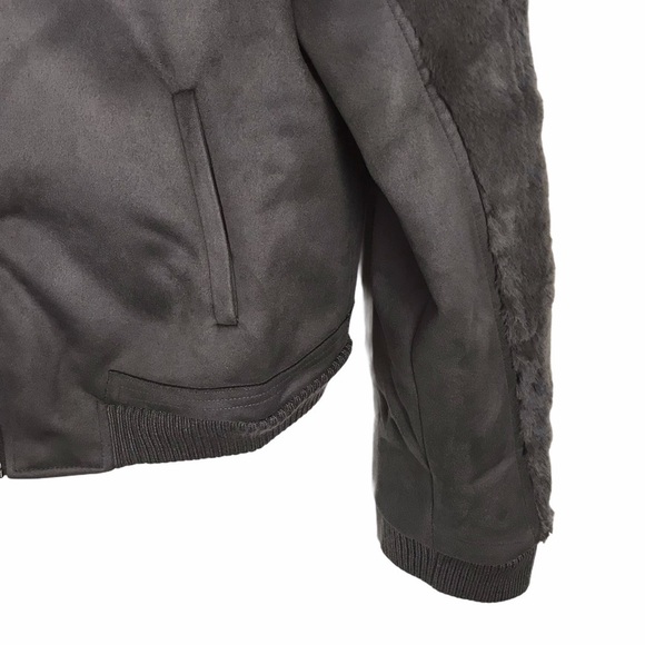 JOA Gray Faux Shearling Cropped Jacket - Picture 6 of 6